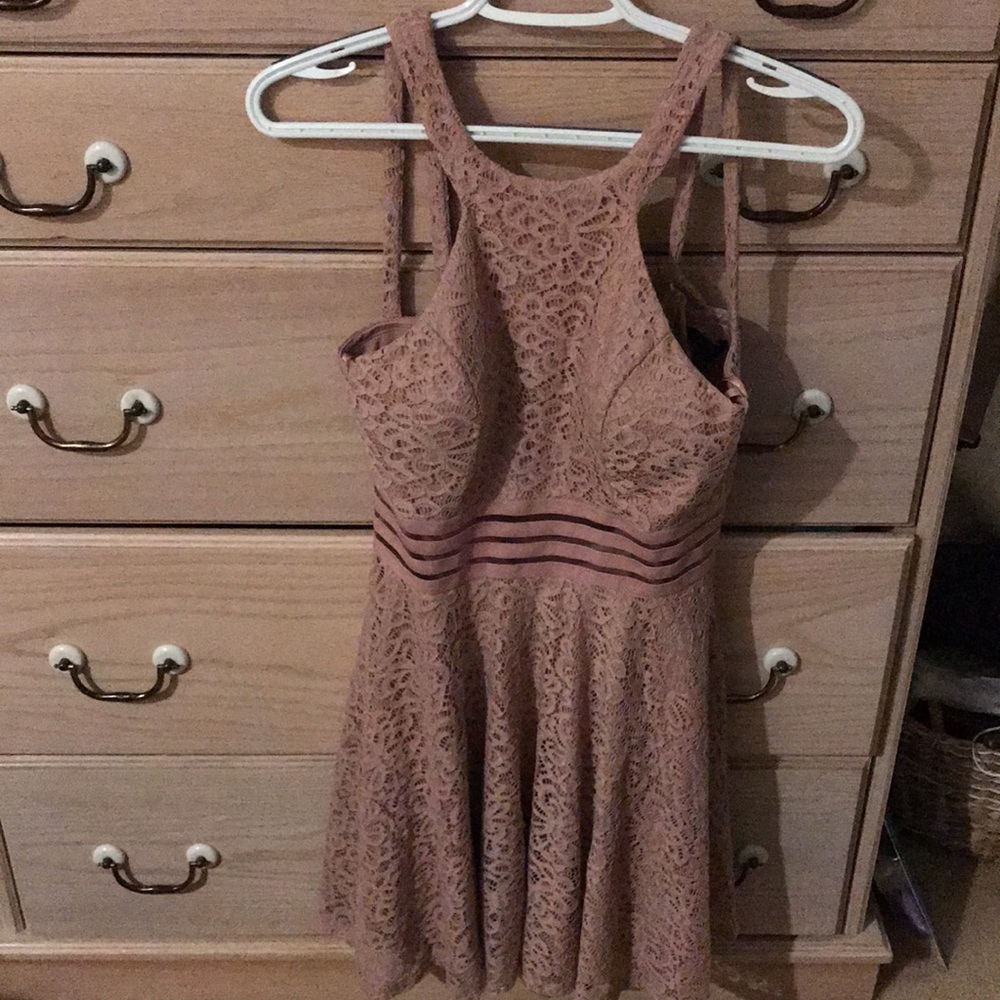 City studio blush colored lace short dress